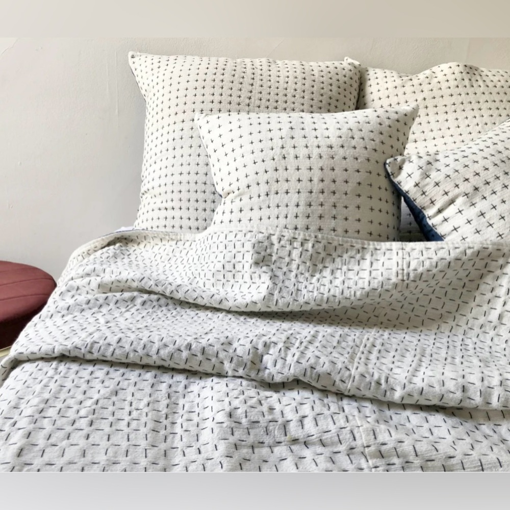 Happy French Gang Natural & Indigo Pillow Cover